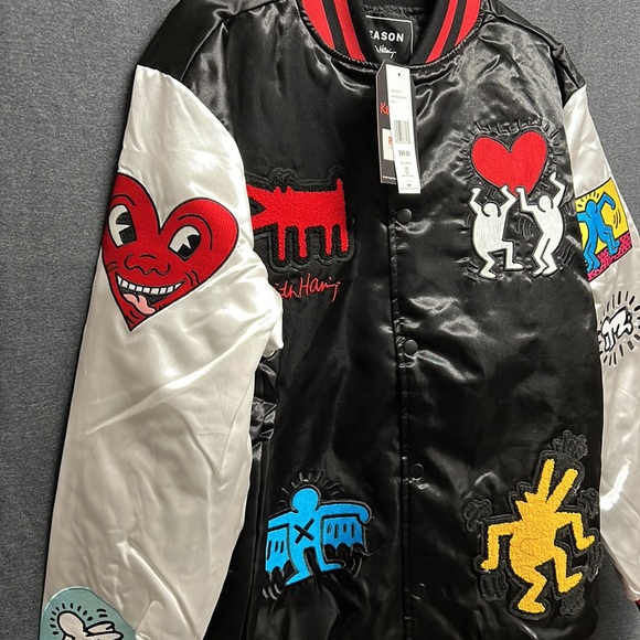 NWT - Reason Men’s Embroidery Patchwork Satin Varsity Jacket - Size Large - Picture 7 of 13